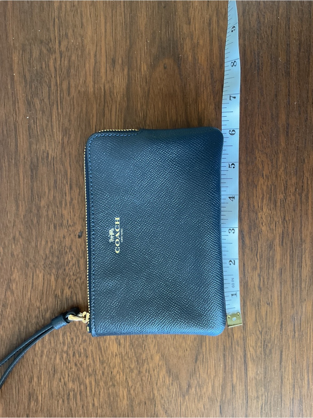 Coach Navy Zip Wristlet with Gold Hardware - Picture 6 of 8